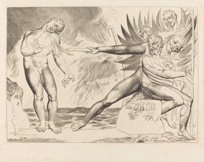 Krąg skorumpowanych urzędników, diabły dręczące Ciampolo, 1827. autorstwa William Blake