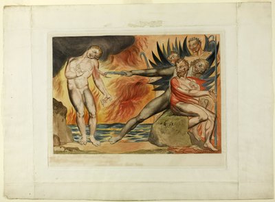 Krąg Skorumpowanych Urzędników; Diabły dręczące Ciampolo. Piekło, pieśń XXII autorstwa William Blake