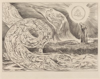 Krąg lubieżników: Paolo i Francesca autorstwa William Blake