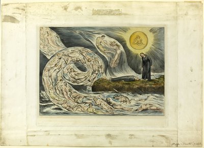 Krąg Pożądliwych: Paolo i Francesca. Piekło, pieśń V autorstwa William Blake