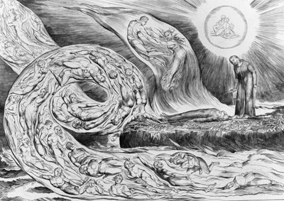 Krąg lubieżników: Paolo i Francesca, z Boskiej komedii Dantego (Piekło) autorstwa William Blake