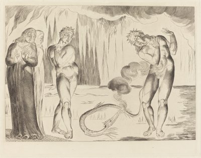 Krąg złodziei; Buoso Donati zaatakowany przez węża autorstwa William Blake