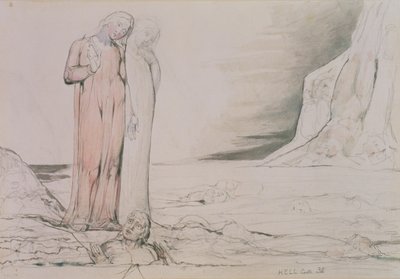 Krąg zdrajców, ilustracja z Canto 32 „Piekło” z „Boskiej komedii” Dantego Alighieri (1265-1321) (pióro i atrament, ołówek, akwarela na papierze) autorstwa William Blake