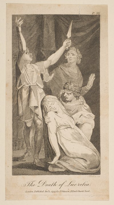 Śmierć Lukrecji, z Allens New and Bezstronnej Historii Rzymskiej, 1797. autorstwa William Blake