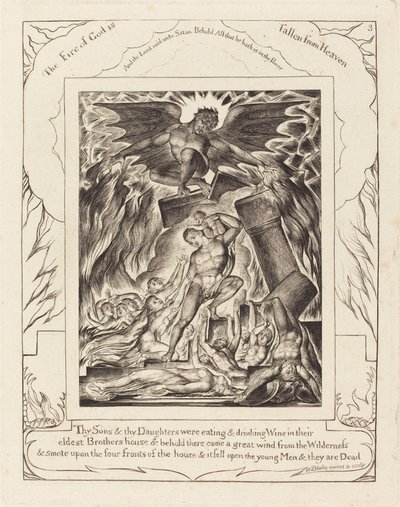 Zagłada synów Hioba autorstwa William Blake