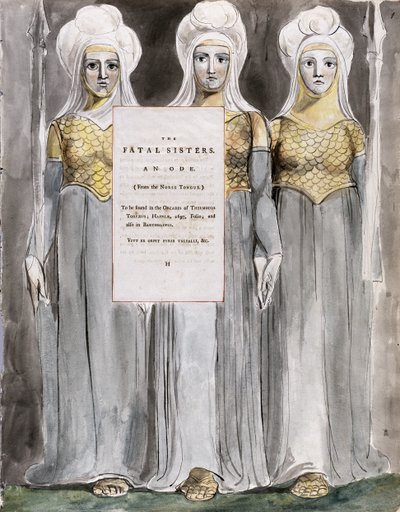 Siostry śmiertelne, projekt 67 z „Wierszy Thomasa Graya” autorstwa William Blake