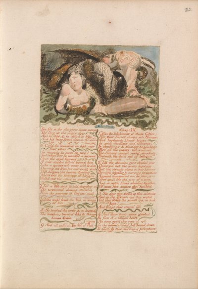 Pierwsza Księga Urizena, płyta 26, Wół w rzeźni jęczy... (Bentley 25) autorstwa William Blake