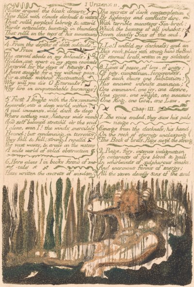 Pierwsza Księga Urizena, płyta 4, Zbiórka wokół ponurych pustyni. . . . (Bentley 4) autorstwa William Blake
