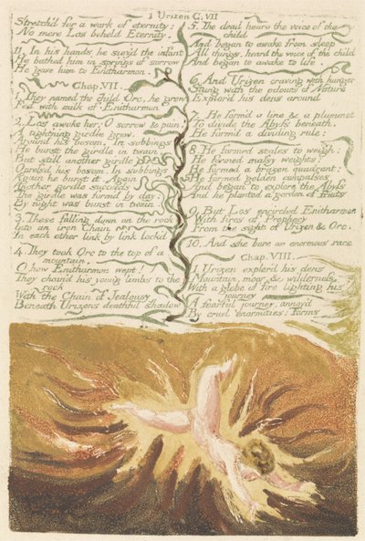 Pierwsza Księga Urizena, tablica 19, „Rozciągnąć do dzieła wieczności…” autorstwa William Blake