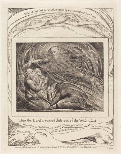 Pan odpowiada Jobowi z trąby powietrznej, 1825. autorstwa William Blake