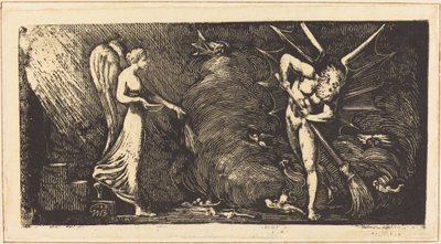 Mężczyzna zamiatający salon tłumacza autorstwa William Blake