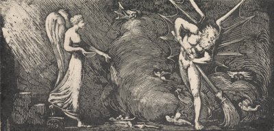 Mężczyzna zamiatający salon tłumacza autorstwa William Blake