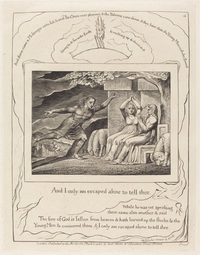 Posłańcy opowiadają Hiobowi o jego nieszczęściach autorstwa William Blake