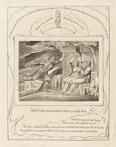 Posłańcy opowiadają Hiobowi o jego nieszczęściach autorstwa William Blake