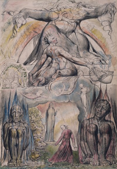 Misja Wergiliusza, ilustracja z Canto 2 "Piekło" z "Boskiej Komedii" Dantego Alighieri autorstwa William Blake