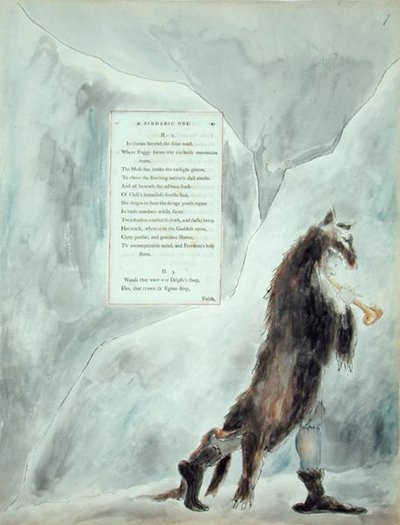 The Progress of Poesy, A Pindaric Ode, z „Poematów Thomasa Graya”, opublikowanych 1797-98 (akwarela i czarny tusz na papierze) autorstwa William Blake