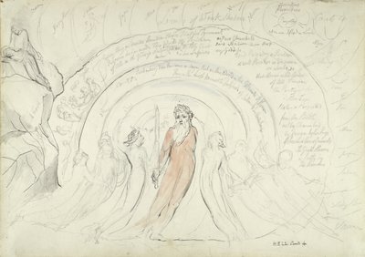 Odcienie Homera i innych poetów starożytności, ilustracja do Boskiej komedii autorstwa Dante Alighieri, 1824-27 (pióro i atrament z toaletą na ołówku i kredą na papierze) autorstwa William Blake