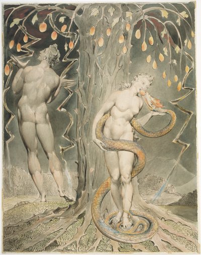 „Pokuszenie i upadek Ewy” (ilustracja do „Raju utraconego” Miltona) autorstwa William Blake