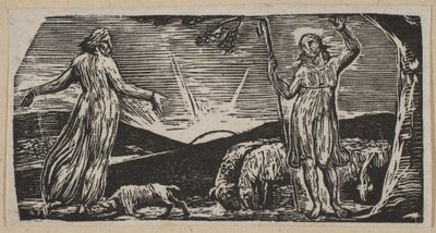Thenot protestuje z Colinet, z Thorntons Pastorals of Virgil, 1821. autorstwa William Blake