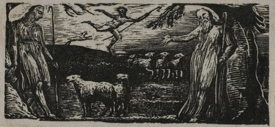 Thenot protestuje z Colinet, Lightfoot w tle, z Pastorals of Virgil autorstwa William Blake