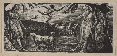 Thenot protestuje z Colinet, Lightfoot w tle, z Thorntons Pastorals o..., 1821. autorstwa William Blake