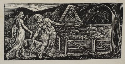 Thenot i Colinet prowadzą razem swoje stada, z Pastorals of Virgila Thorntona, 1821. autorstwa William Blake