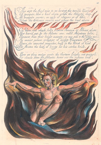 „Tak płakał głos Anioła, a gdy płakał, straszliwe podmuchy...” (Tablica 12) autorstwa William Blake