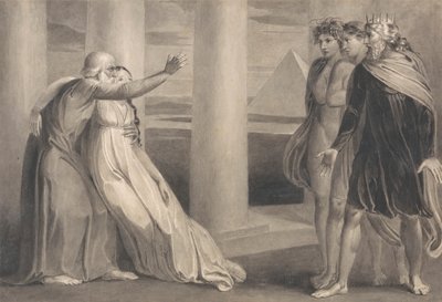 Tiriel wspierający umierającego Myratana i przeklinający jego synów autorstwa William Blake