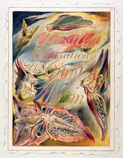 Strona tytułowa „Jerozolima: Emanacja Olbrzymiego Albionu” autorstwa William Blake