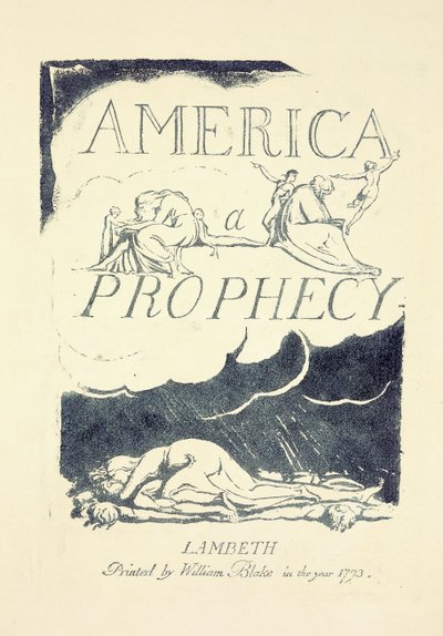 Strona tytułowa z „Ameryka, przepowiednia”, połowa lat 90 autorstwa William Blake