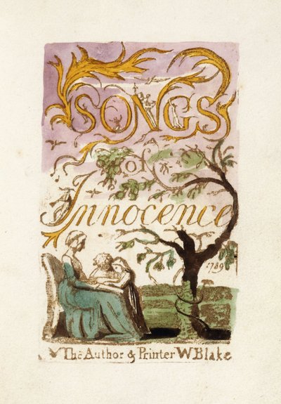 Strona tytułowa, z „Pieśni niewinności”, 1789 autorstwa William Blake