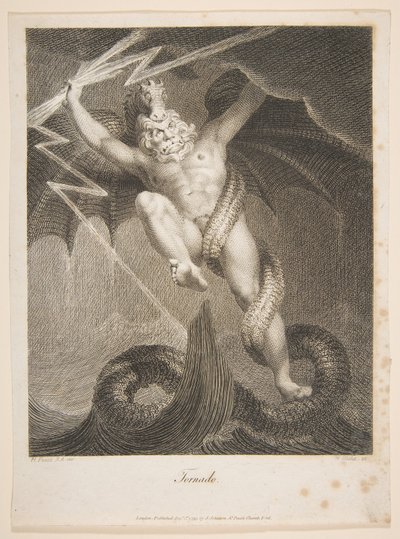 Tornado-Zeus walczący z tyfonem Erasmus Darwin, Ogród Botaniczny, 1 sierpnia 1795. autorstwa William Blake