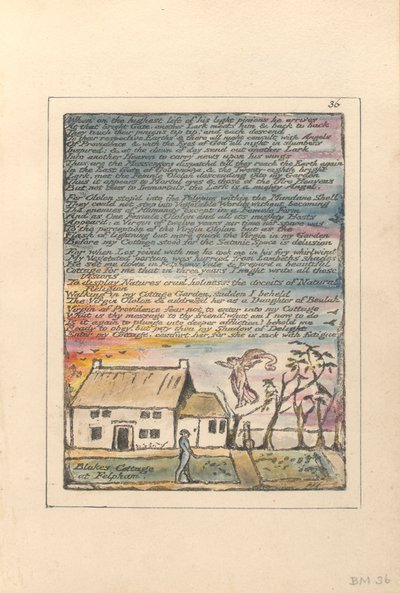 "Kiedy na najwyższej windzie...", płyta 36 z "Milton, wiersz w dwóch książkach", ok. 1804-08 autorstwa William Blake