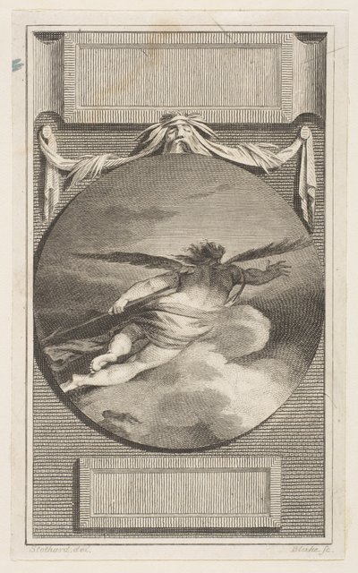 Skrzydlata postać przelatująca przez chmury, ca. 1780-87. autorstwa William Blake