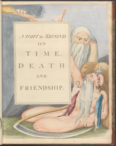 Nocne myśli Younga, Strona 17, Noc druga, Na czas, Śmierć i przyjaźń. autorstwa William Blake