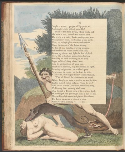 Nocne myśli Younga, strona 70, „Do śmierci, ten potężny łowca, uziemia ich wszystkich” autorstwa William Blake