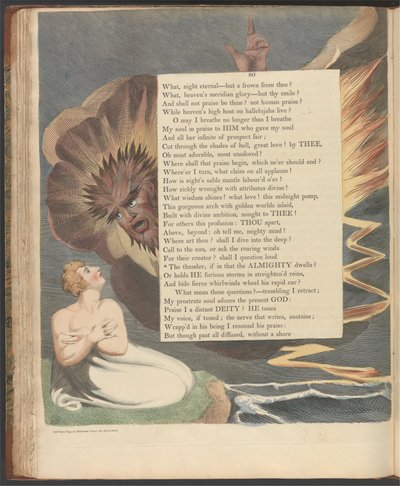 Nocne myśli Younga, strona 80, „Grzmot, jeśli mieszka w nim Wszechmocny” autorstwa William Blake