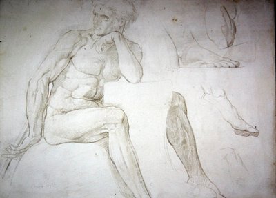 Studia aktów męskich (ołówek na papierze) autorstwa William Blake Richmond