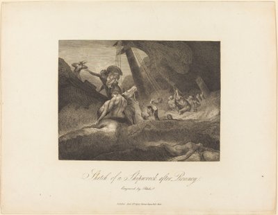 Szkic wraku statku autorstwa William Blake after George Romney