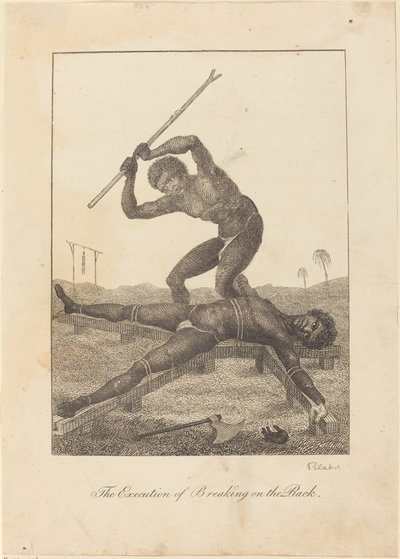 Wykonanie łamania na stojaku autorstwa William Blake after John Gabriel Stedman