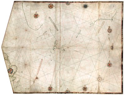 Mapa portulana skonstruowana przez Williama Borougha przedstawiająca obszar morski Morza Północnego i Bałtyku, od wschodniego wybrzeża Anglii do Zatoki Szwedzkiej, ok. 1580 r. (pergamin) autorstwa William Borough