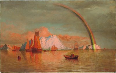 Arktyczny zachód słońca z tęczą, 1877 autorstwa William Bradford