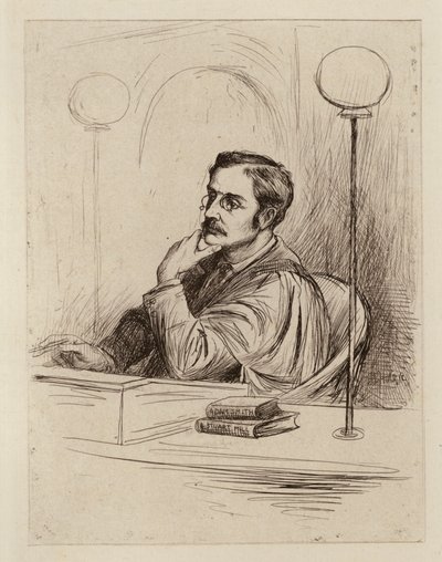 Joseph Shield Nicholson, profesor ekonomii handlowej i politycznej oraz prawa handlowego (rycina) autorstwa William Brassey (after) Hole
