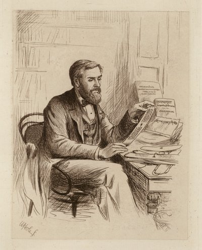 Julius Eggeling, profesor sanskrytu i filologii porównawczej (rycina) autorstwa William Brassey (after) Hole