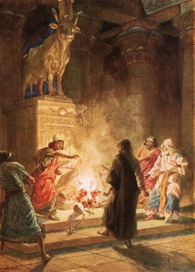 Prorok Boży potępia bałwochwalstwo Jeroboama autorstwa William Brassey Hole