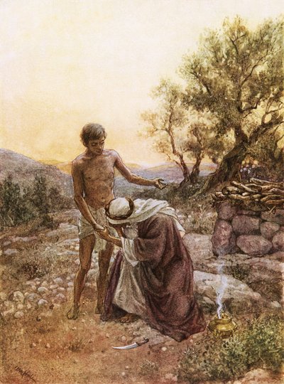 Abraham i Izaak na górze Moria autorstwa William Brassey Hole