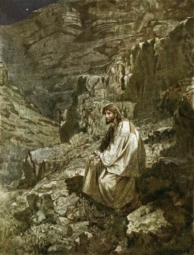 Czterdzieści dni na pustyni, kuszony przez Szatana autorstwa William Brassey Hole