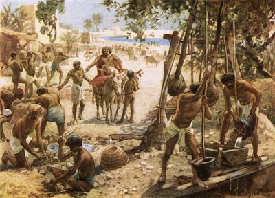 Izraelici robią cegły w Egipcie autorstwa William Brassey Hole