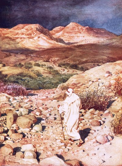 Jezus prowadzony na pustynię, by był kuszony przez diabła… autorstwa William Brassey Hole