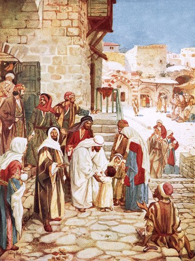 Jezus błogosławi małe dzieci autorstwa William Brassey Hole